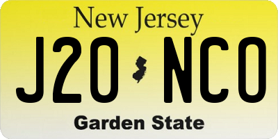NJ license plate J20NCO