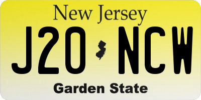 NJ license plate J20NCW