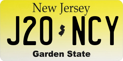 NJ license plate J20NCY