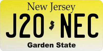 NJ license plate J20NEC