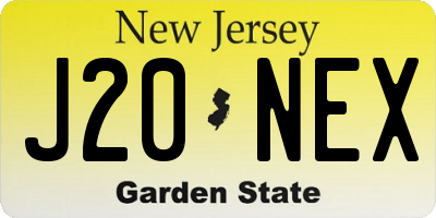 NJ license plate J20NEX