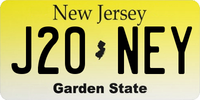 NJ license plate J20NEY