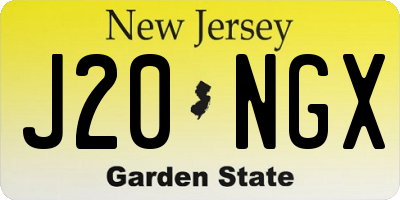 NJ license plate J20NGX