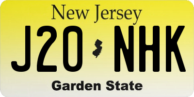 NJ license plate J20NHK
