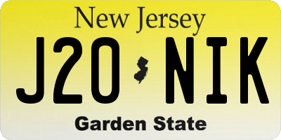 NJ license plate J20NIK