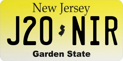 NJ license plate J20NIR