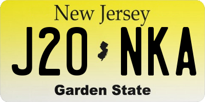NJ license plate J20NKA