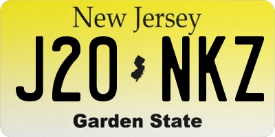 NJ license plate J20NKZ