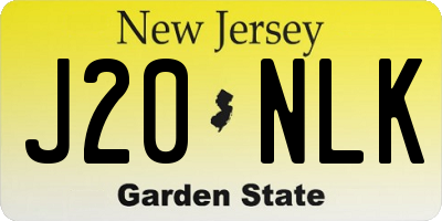 NJ license plate J20NLK