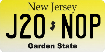 NJ license plate J20NOP