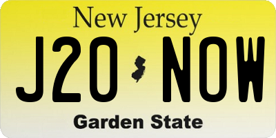 NJ license plate J20NOW