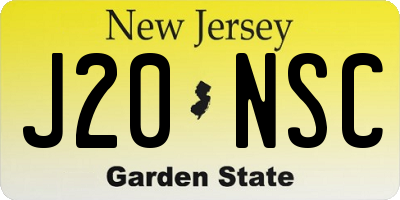 NJ license plate J20NSC