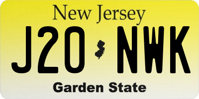 NJ license plate J20NWK