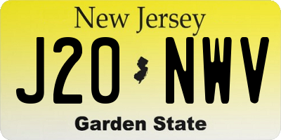 NJ license plate J20NWV