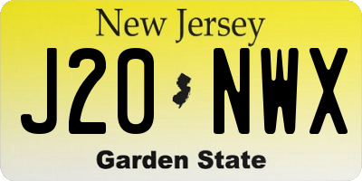 NJ license plate J20NWX