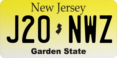 NJ license plate J20NWZ