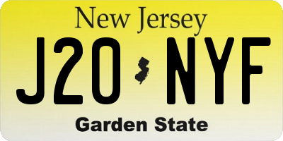 NJ license plate J20NYF
