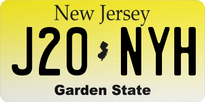 NJ license plate J20NYH