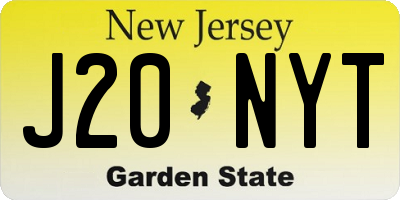 NJ license plate J20NYT
