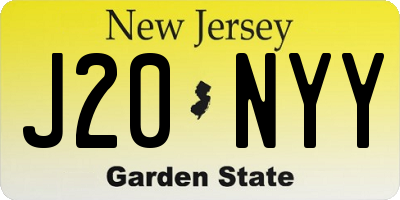 NJ license plate J20NYY
