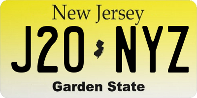 NJ license plate J20NYZ