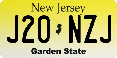 NJ license plate J20NZJ