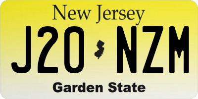 NJ license plate J20NZM