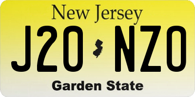 NJ license plate J20NZO