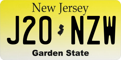 NJ license plate J20NZW