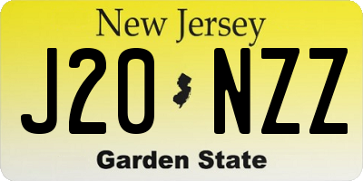 NJ license plate J20NZZ