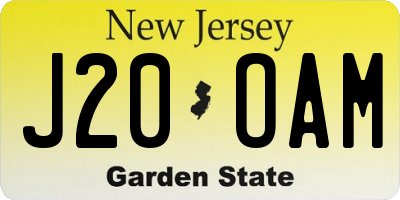 NJ license plate J20OAM