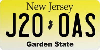 NJ license plate J20OAS