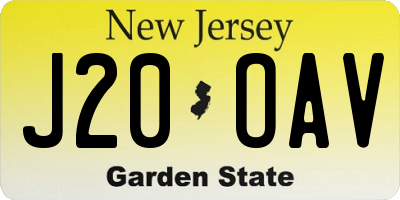 NJ license plate J20OAV