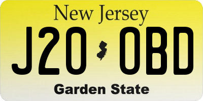 NJ license plate J20OBD