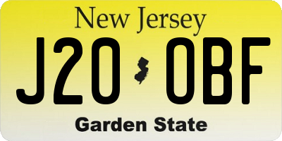 NJ license plate J20OBF