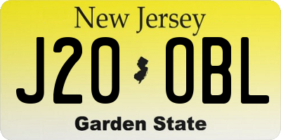 NJ license plate J20OBL