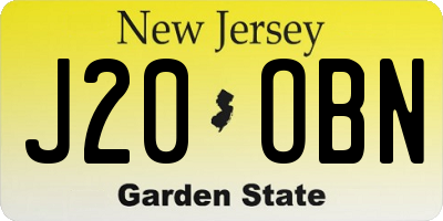 NJ license plate J20OBN