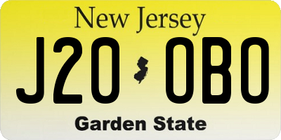 NJ license plate J20OBO