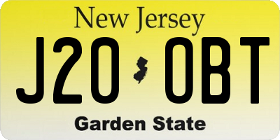 NJ license plate J20OBT