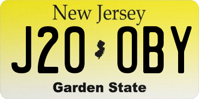 NJ license plate J20OBY