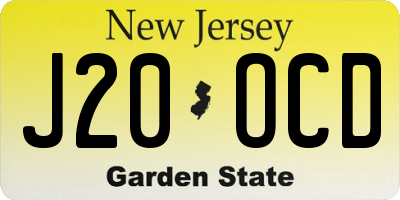 NJ license plate J20OCD