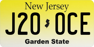 NJ license plate J20OCE