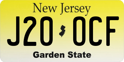 NJ license plate J20OCF
