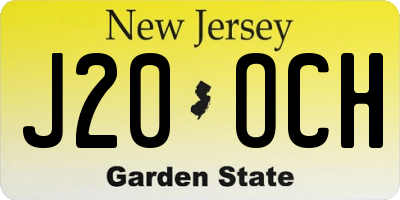 NJ license plate J20OCH