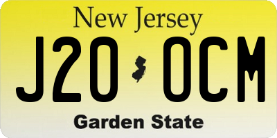 NJ license plate J20OCM