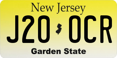 NJ license plate J20OCR