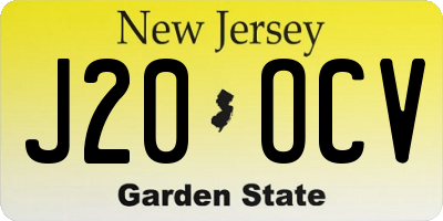 NJ license plate J20OCV