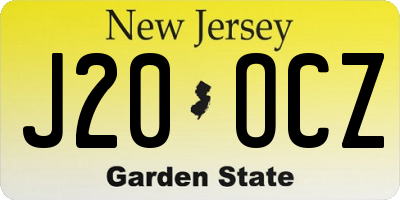 NJ license plate J20OCZ