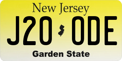 NJ license plate J20ODE