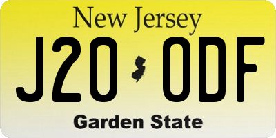 NJ license plate J20ODF